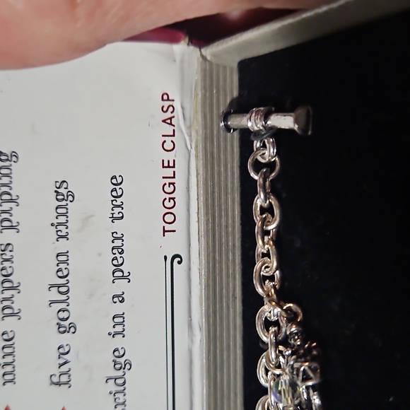 12 DAYS OF CHRISTMAS Charm Bracelet- Sterling Silver Finish - Toggle Clasp - Picture 5 of 9